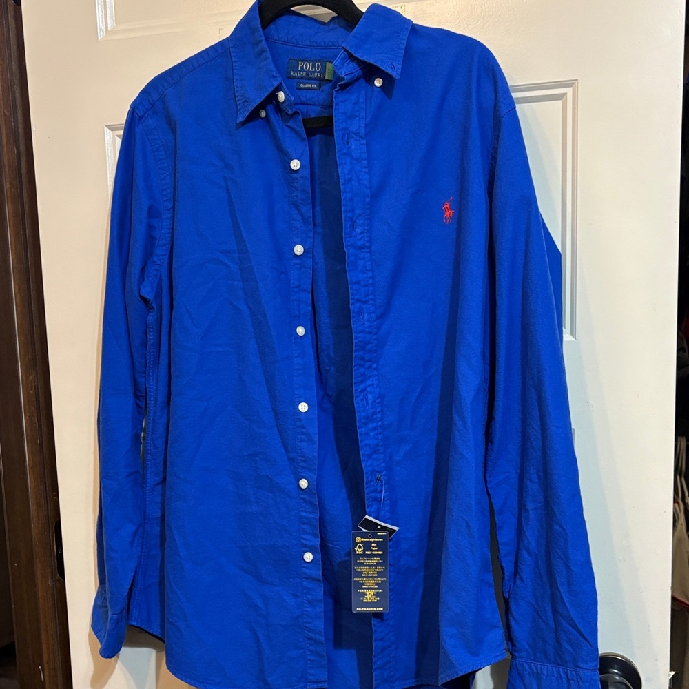 Polo by Ralph Lauren Men's Vibrant Blue Button Down Shirt